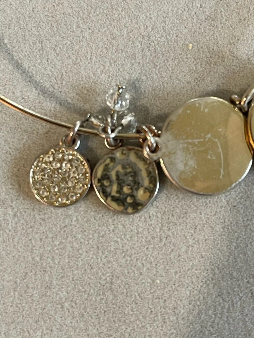 Turquoise Beaded Silver-Tone Charm Bangle Set - Daughter/Friendship
